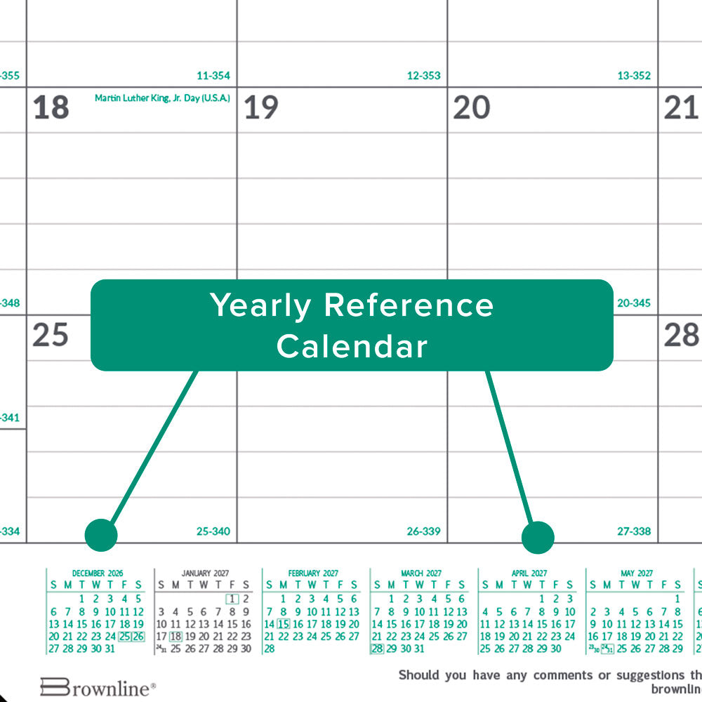Monthly Desk Pad Calendar, EcoLogix®, English, 2027 C177437-27 Brownline Canada