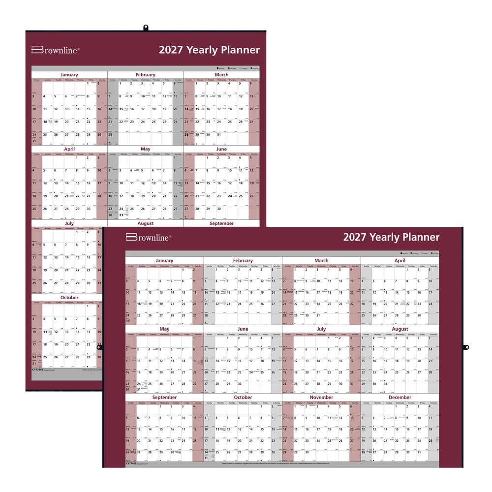 Yearly Wall Planner, English, 2027 C177468-27 Brownline Canada