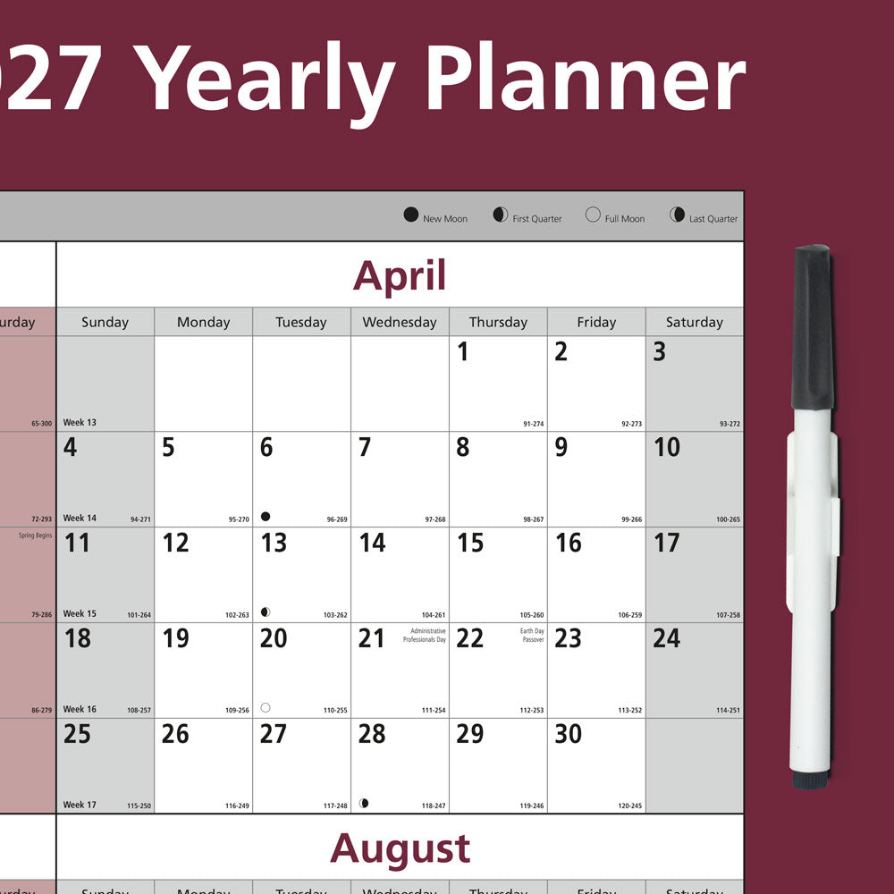Yearly Wall Planner, English, 2027 C177468-27 Brownline Canada
