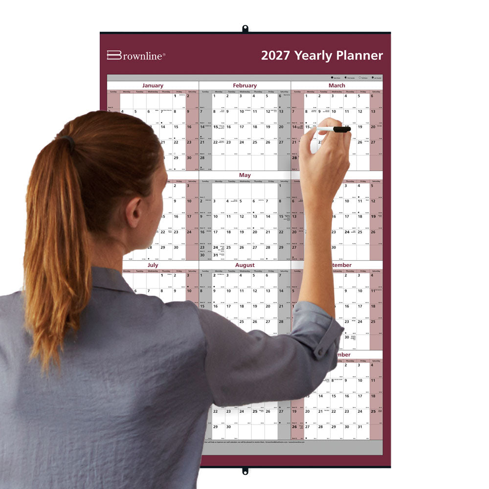 Yearly Wall Planner, English, 2027 C177468-27 Brownline Canada
