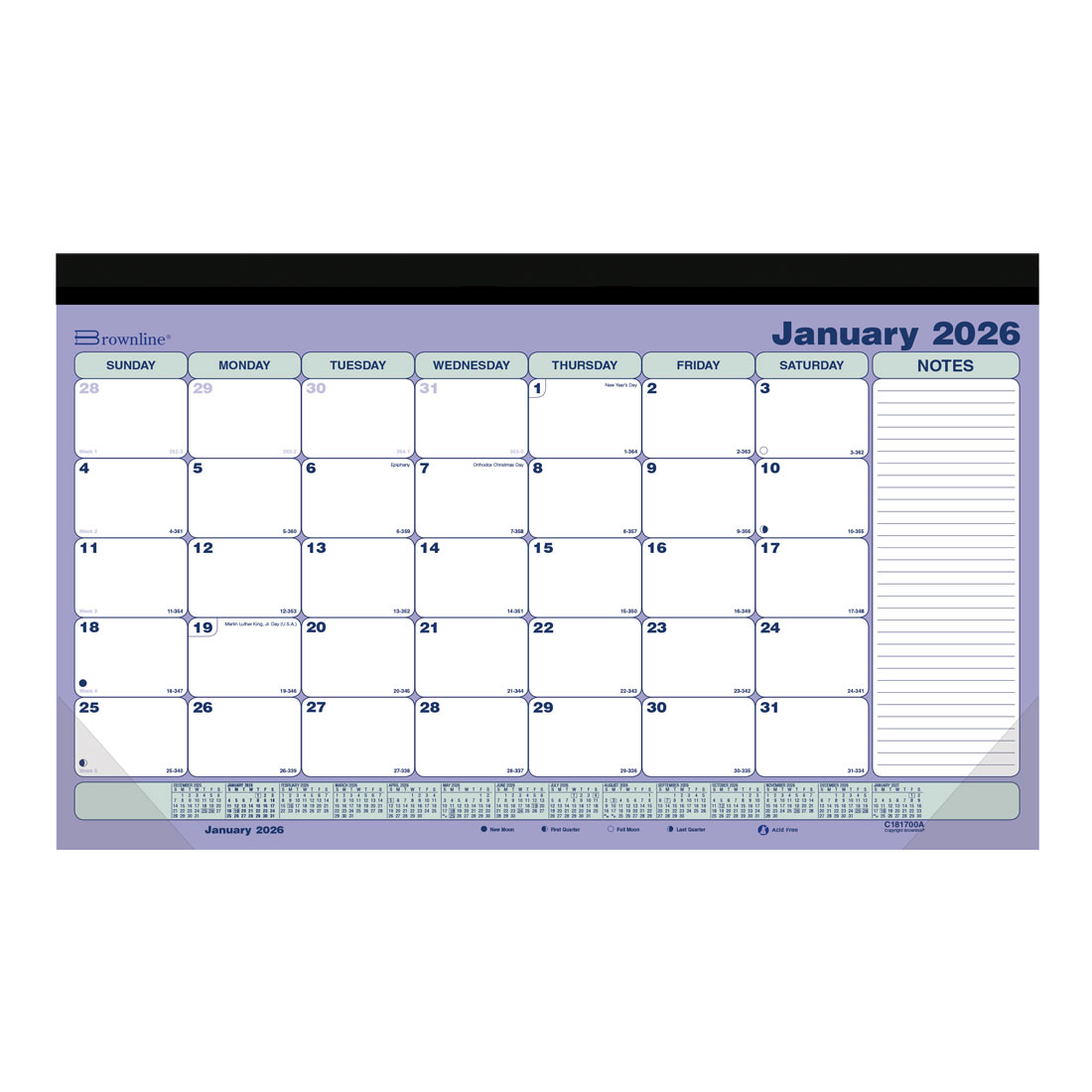 Brownline Monthly Desk Pad with Magnets 2026, English C181700A-26