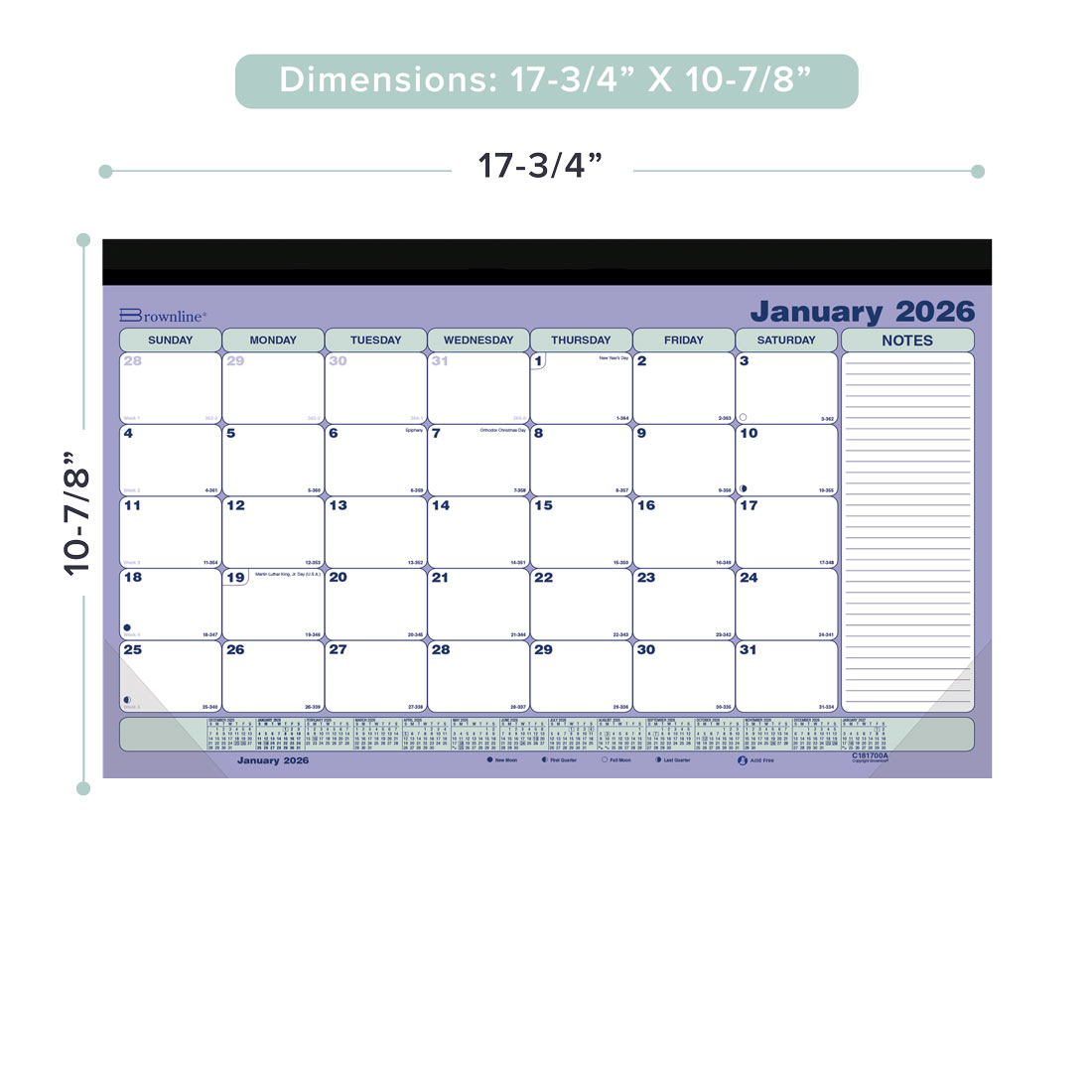 Brownline Monthly Desk Pad with Magnets 2026, English C181700A-26