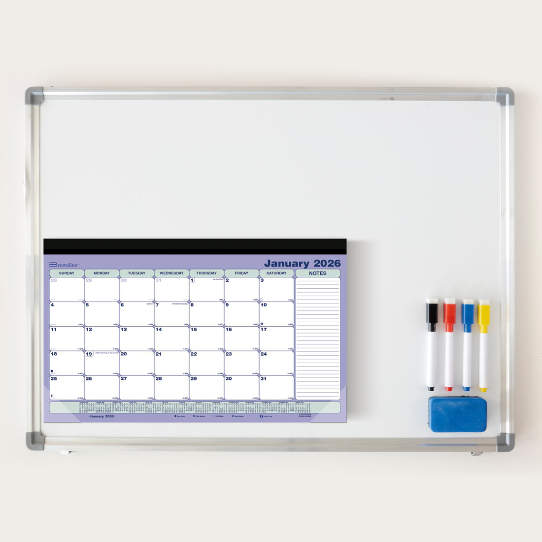 Brownline Monthly Desk Pad with Magnets 2026, English C181700A-26