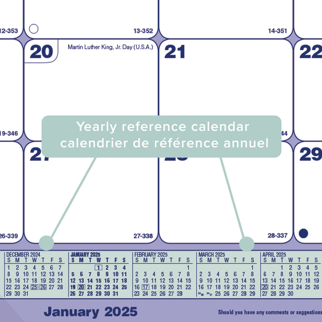 Monthly Desk Pad or Wall Calendar 2025, English, C181700