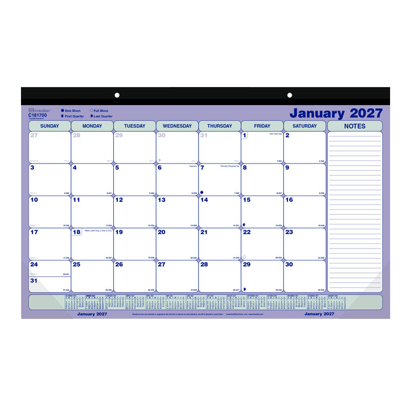 Monthly Desk Pad Calendar, English, 2027 C181700-27 Brownline Canada