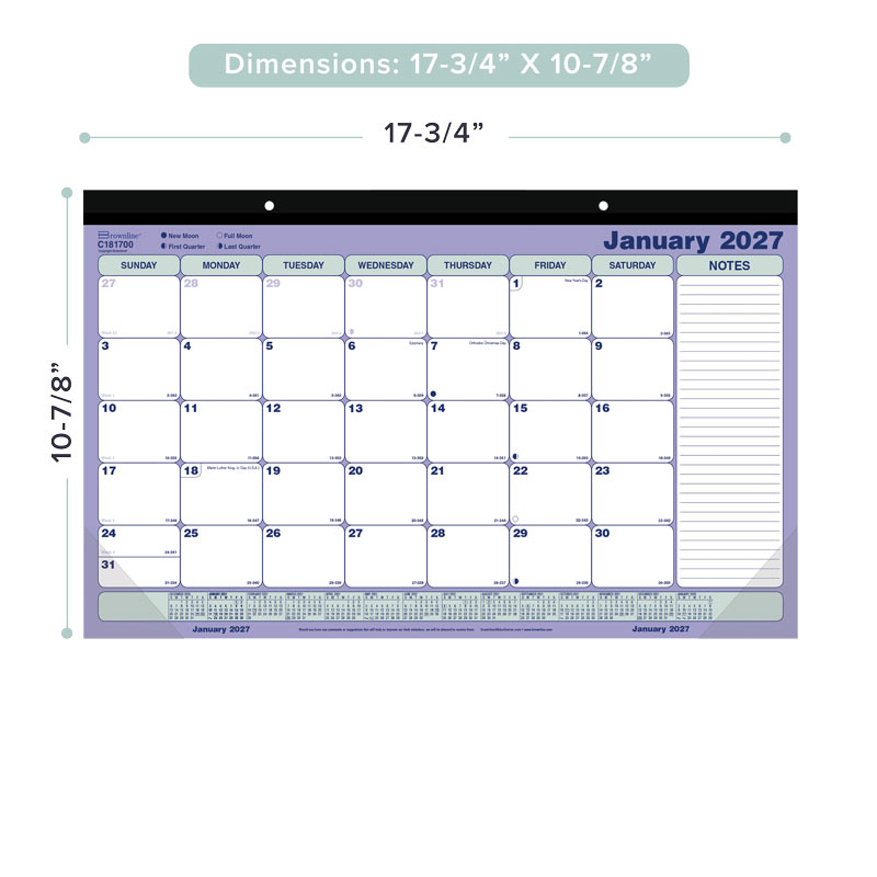 Monthly Desk Pad Calendar, English, 2027 C181700-27 Brownline Canada