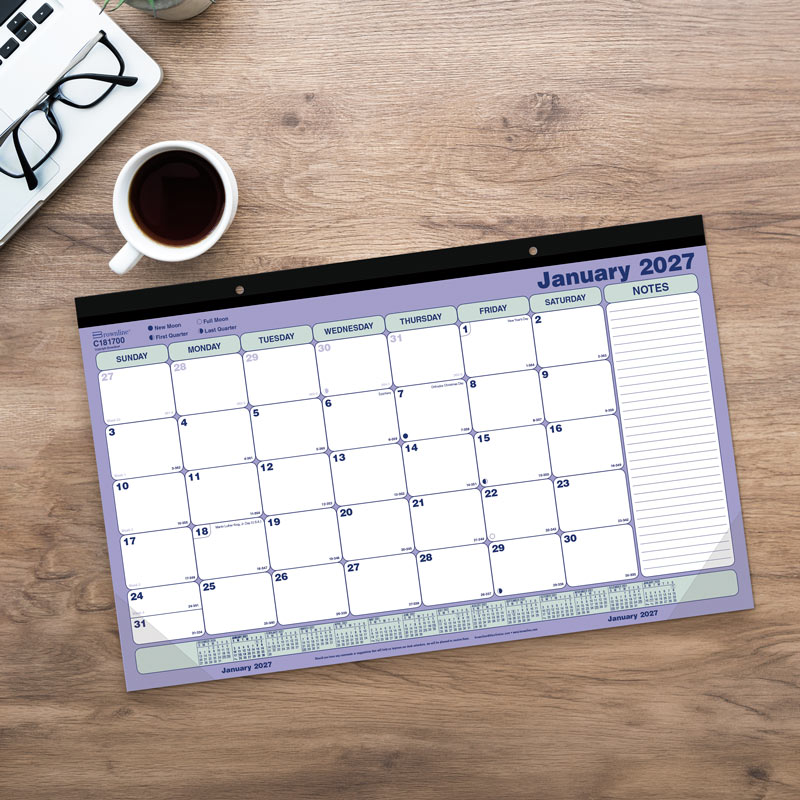 Monthly Desk Pad Calendar, English, 2027 C181700-27 Brownline Canada