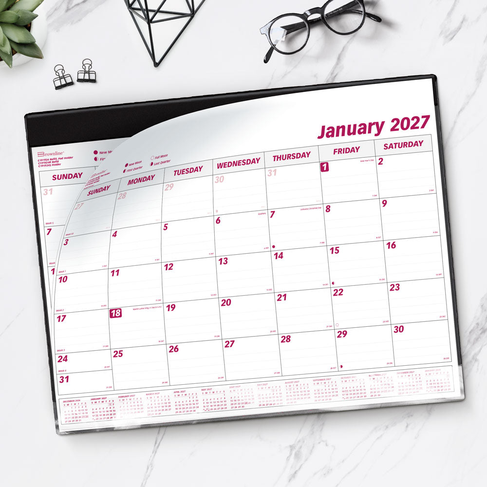 Monthly Desk Pad Calendar, English, 2027 C191924R-27 Brownline Canada