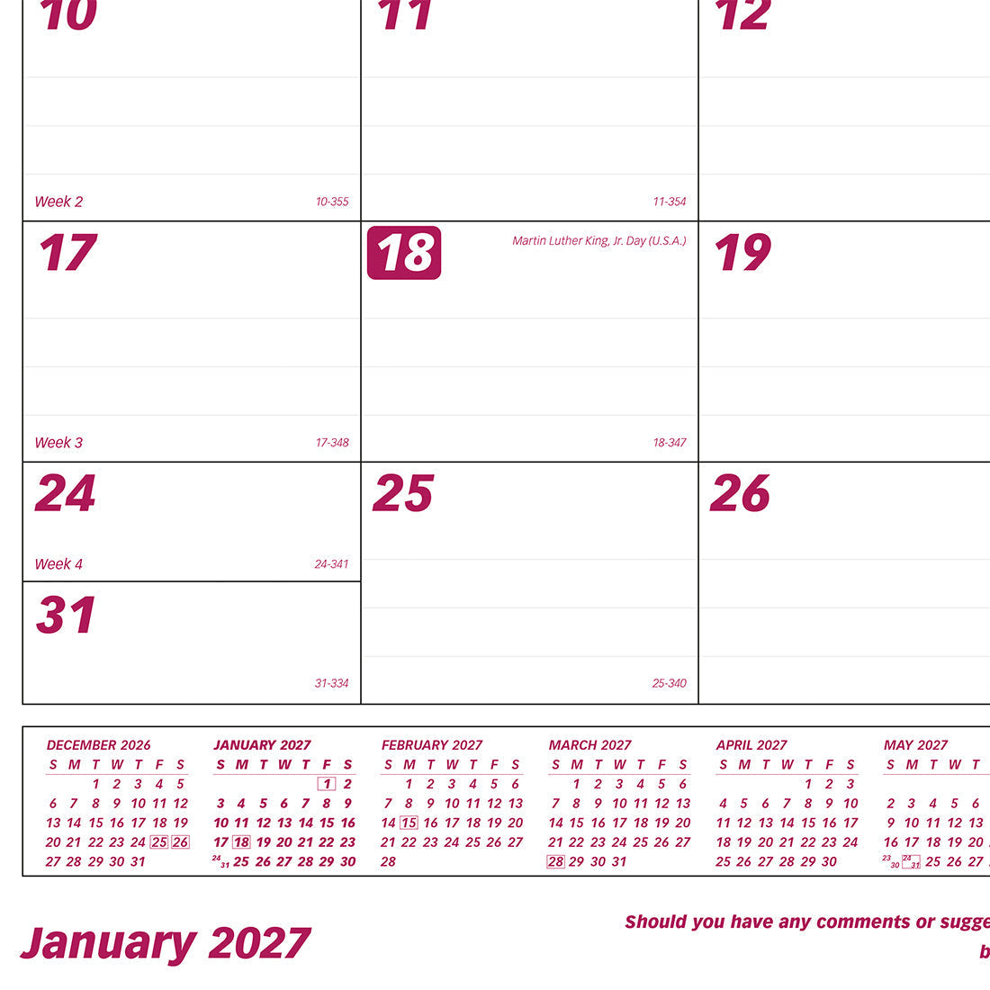 Monthly Desk Pad Calendar, English, 2027 C191924-27 Brownline Canada