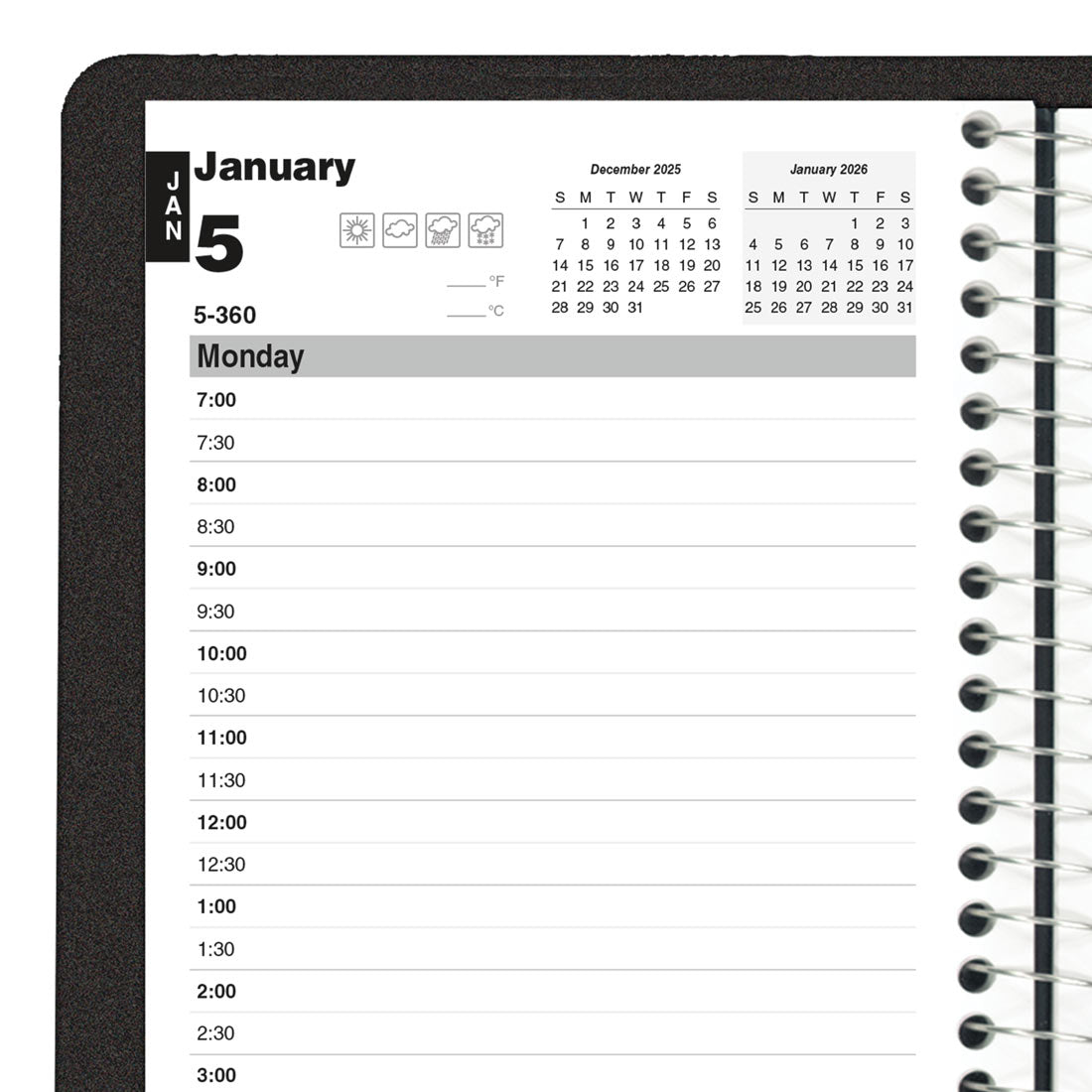 Brownline Essential Daily Planner 2026, English, Black C2504.81T-26
