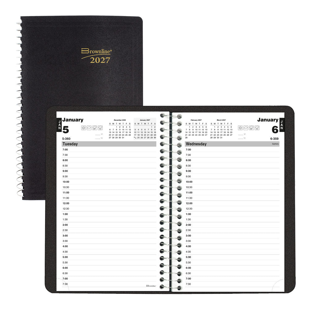 Essential Daily Appointment Book, 2027, English, Black C2504.81T-27 Brownline Canada
