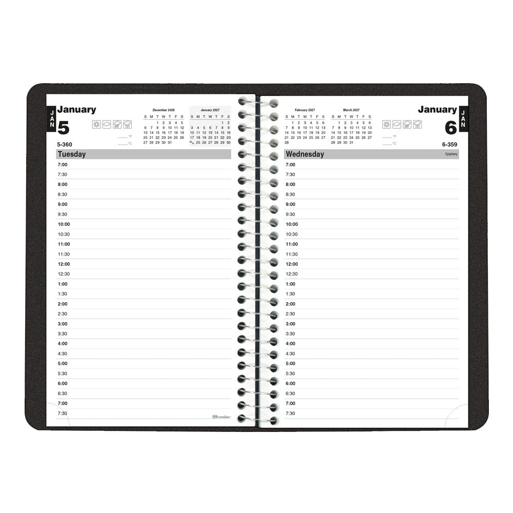 Essential Daily Appointment Book, 2027, English, Black C2504.81T-27 Brownline Canada