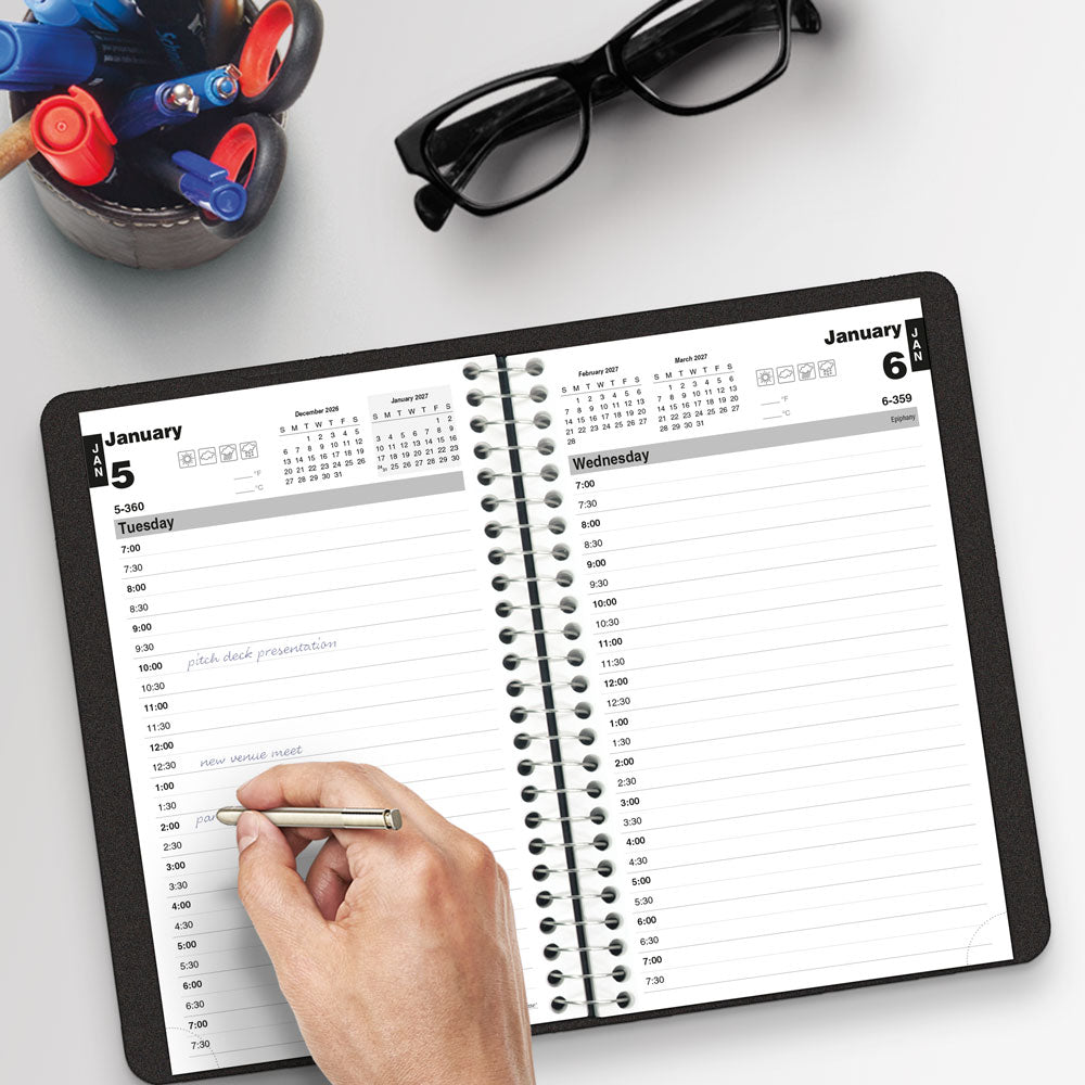 Essential Daily Appointment Book, 2027, English, Black C2504.81T-27 Brownline Canada
