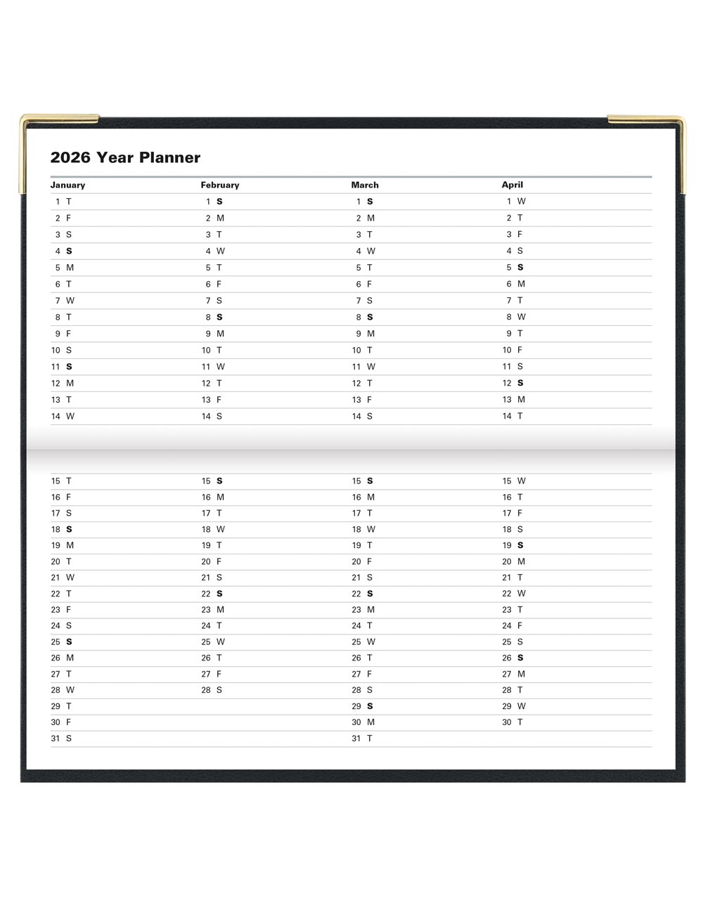 Letts Classic Slim Landscape Week to View Planner with Appointments and Planners 2026 - English 26-C32SBK #colour_black