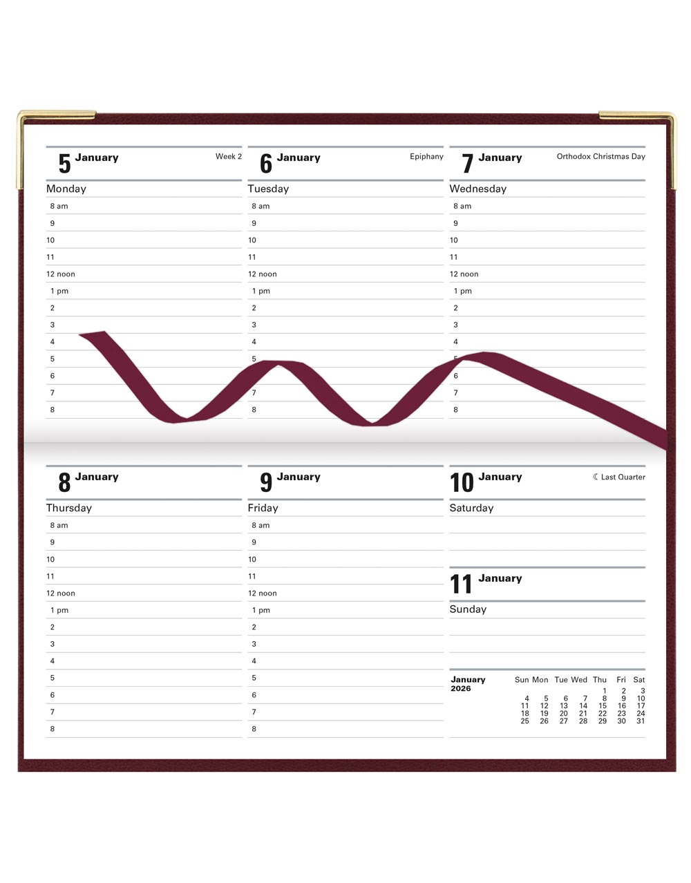 Letts Classic Slim Landscape Week to View Planner with Appointments and Planners 2026 - English 26-C32SBY #colour_burgundy