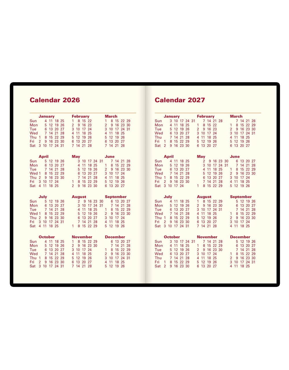 Letts of London Belgravia Mini Pocket Week to View Leather Diary with Planners 2026 - English 26-C33EBK #colour_black