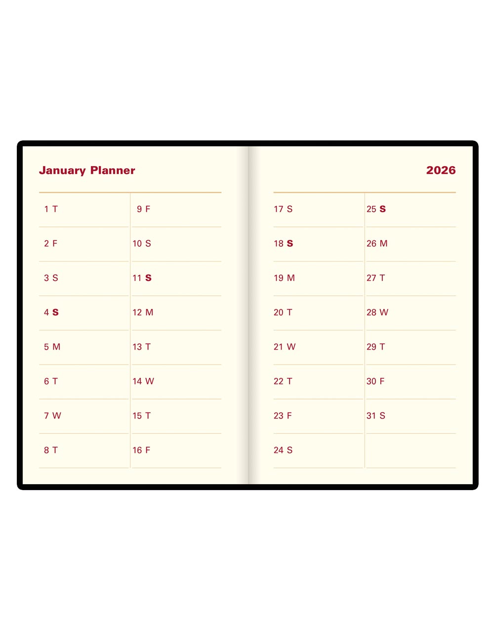 Letts of London Belgravia Mini Pocket Week to View Leather Diary with Planners 2026 - English 26-C33EBK #colour_black