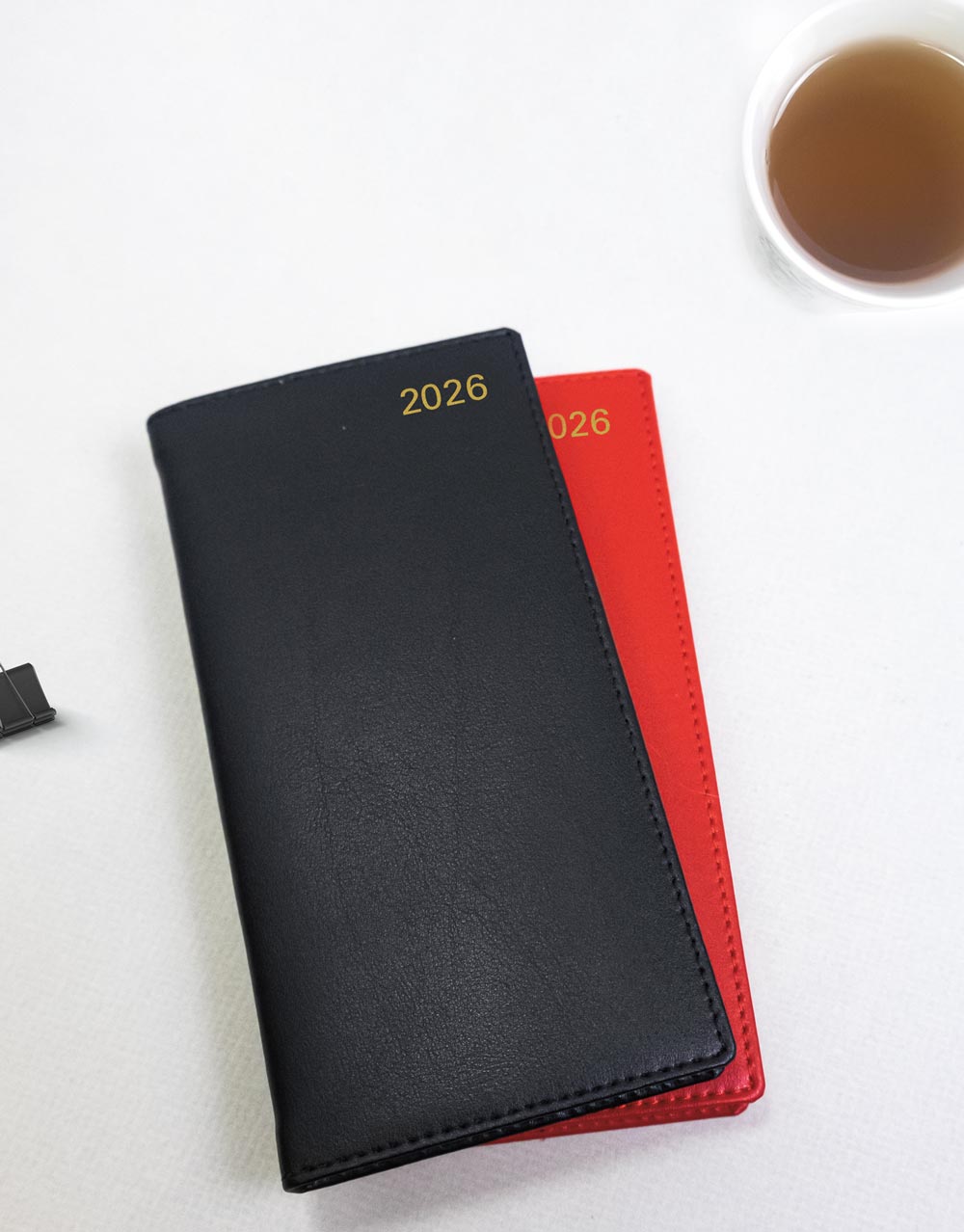 Letts of London Belgravia Slim Landscape Week to View Leather Diary with Appointments and Planners 2026 Red 26-C33SRD #colour_red