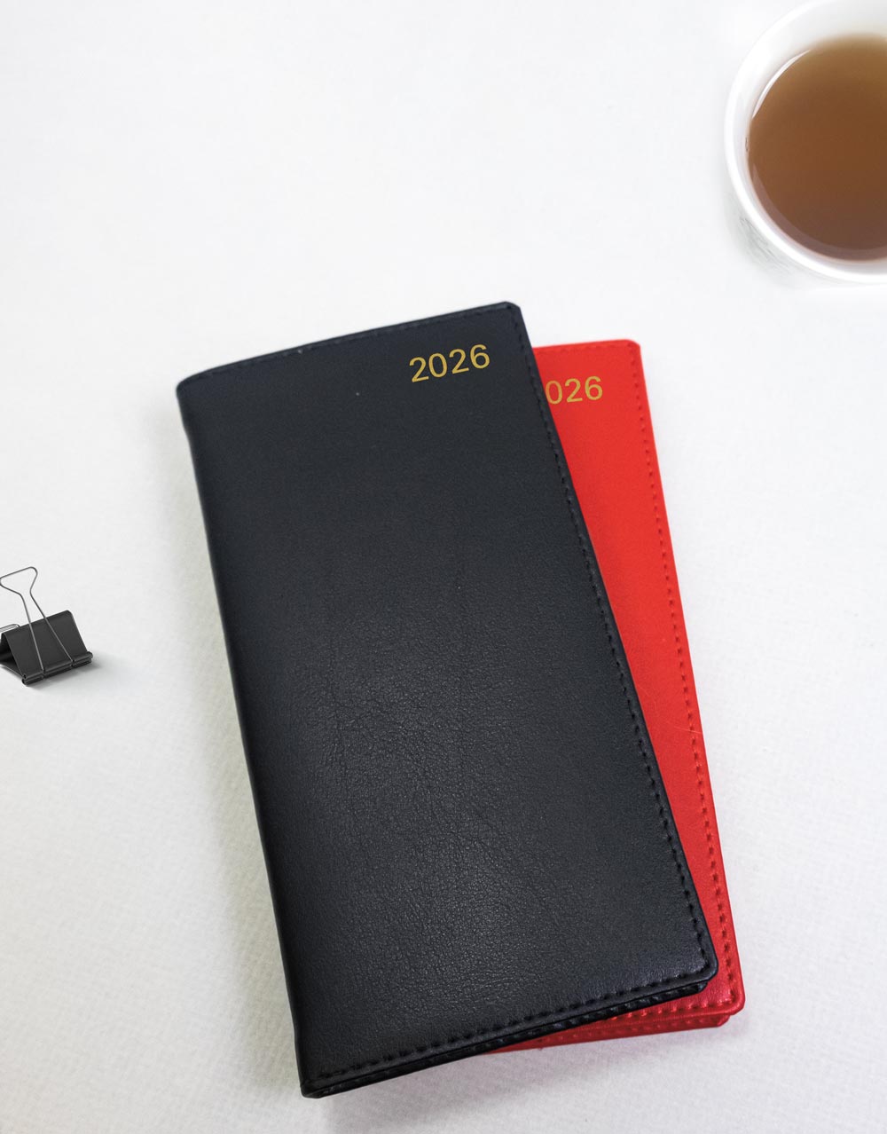 Letts of London Belgravia Slim Week to View Leather Diary with Planners 2026 - English Red 26-C33SURD #colour_red