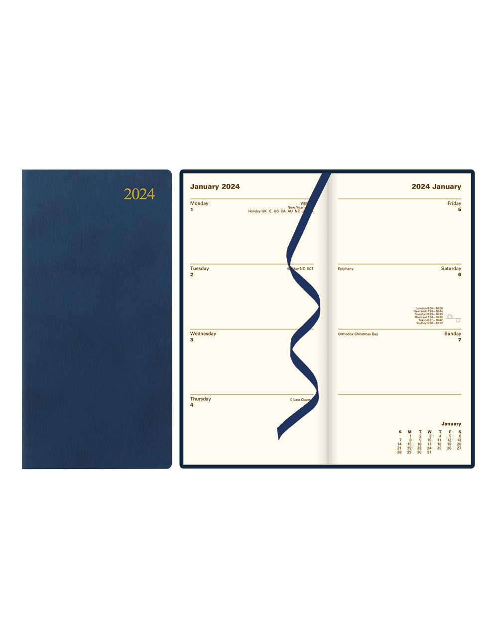 Signature Slim Week to View Leather Diary with Planners 2024 - English#colour_dark-blue