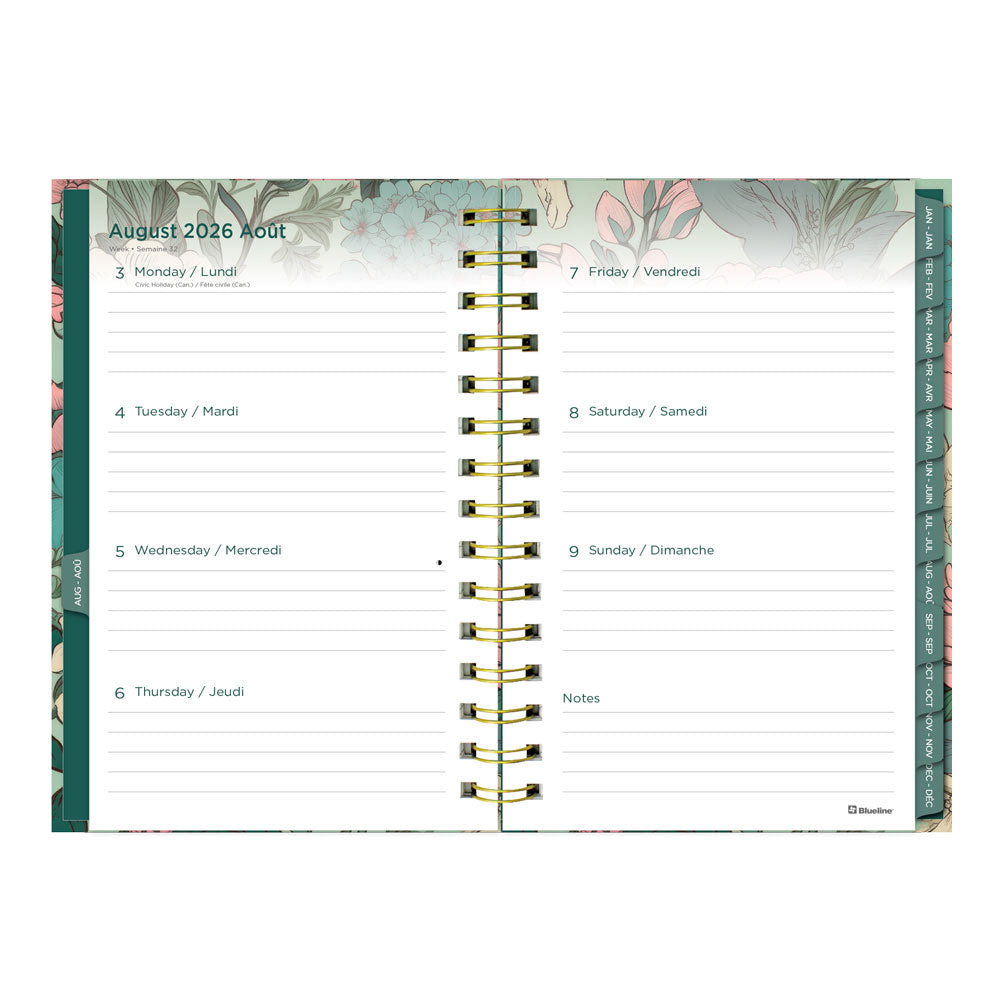 Blueline Verdant 17-Month Weekly Planner, 2026 - 2027, Bilingual (C448017.01B-27)