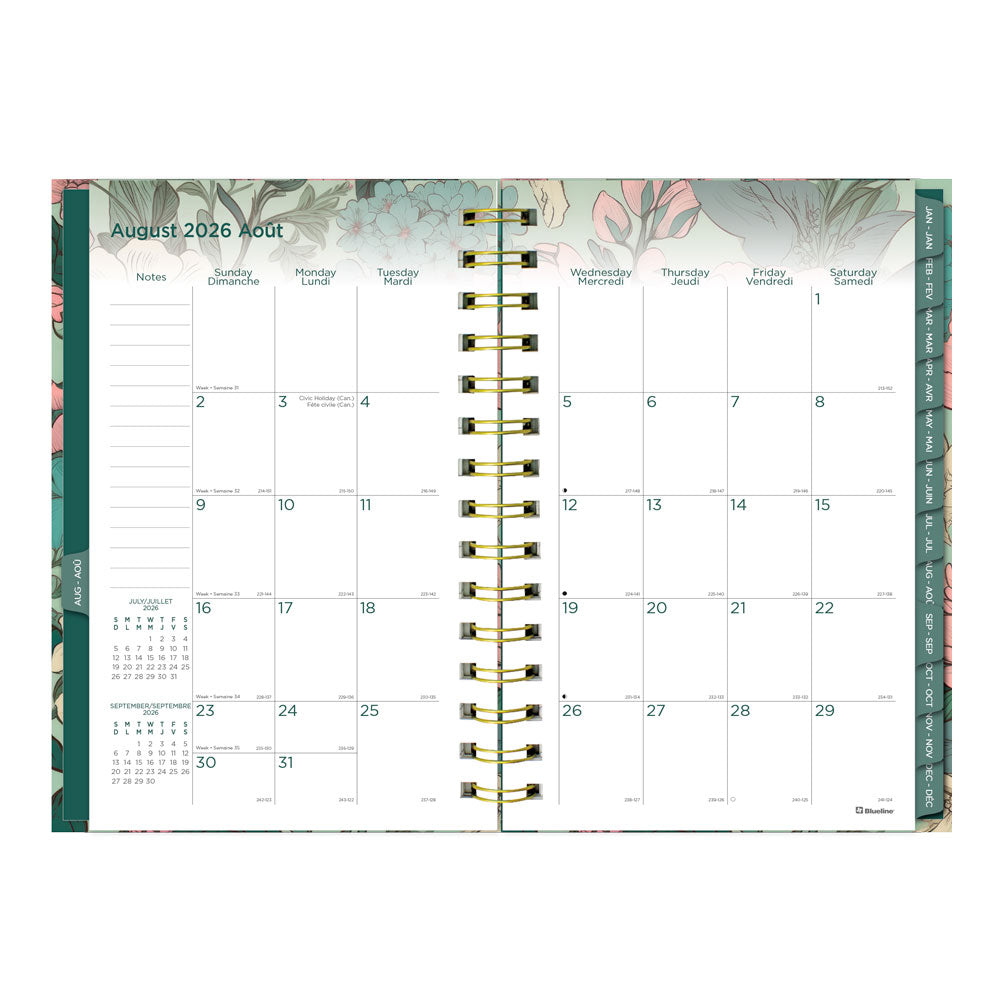 Blueline Verdant 17-Month Weekly Planner, 2026 - 2027, Bilingual (C448017.01B-27)