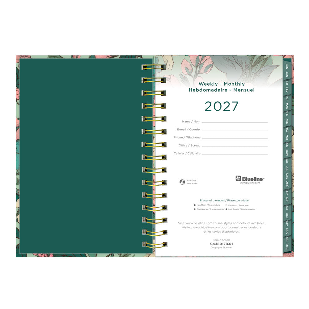 Blueline Verdant 17-Month Weekly Planner, 2026 - 2027, Bilingual (C448017.01B-27)