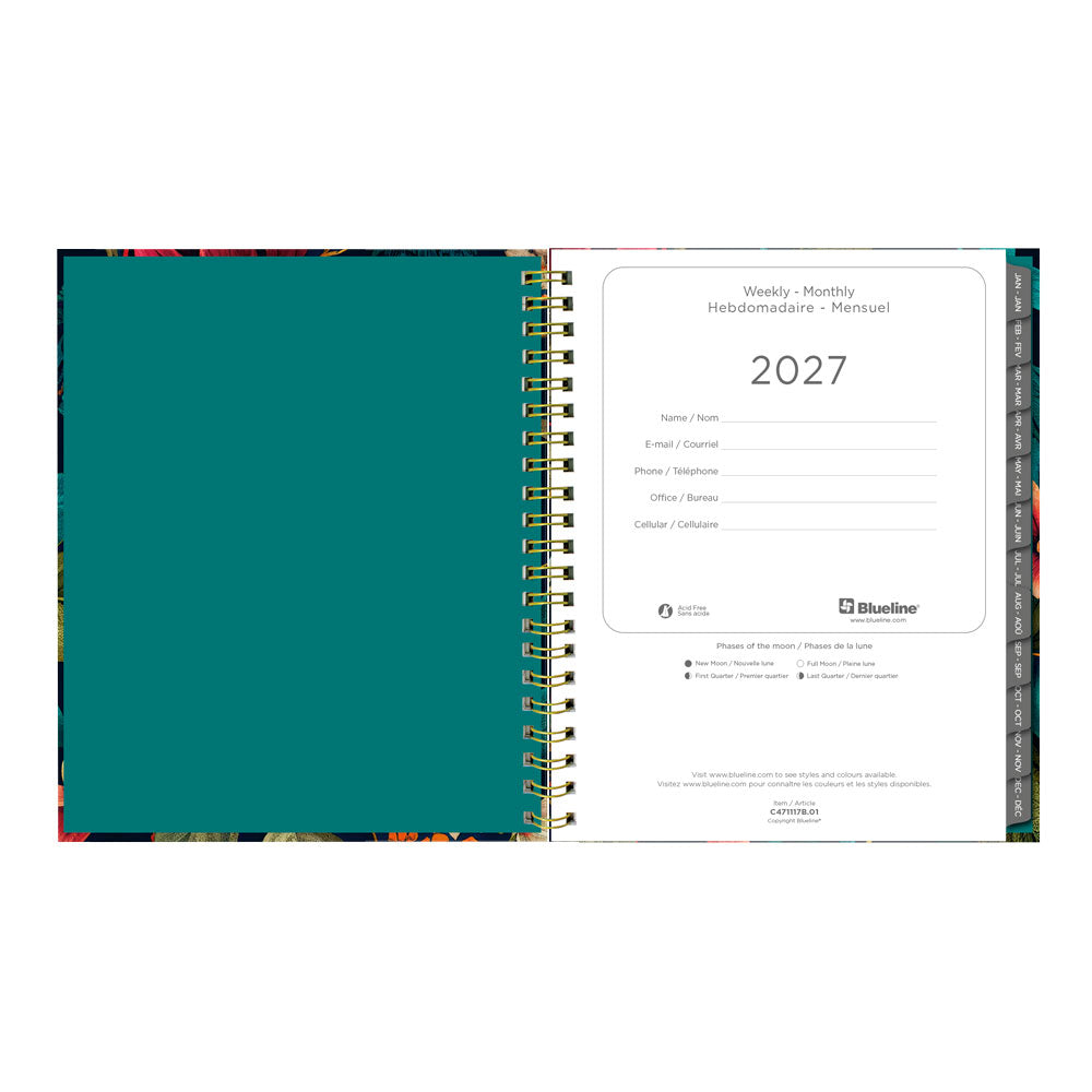 Blueline Wildflower Glow 17-Month Weekly Planner, 2026 - 2027, Bilingual (C471117.01B-27)