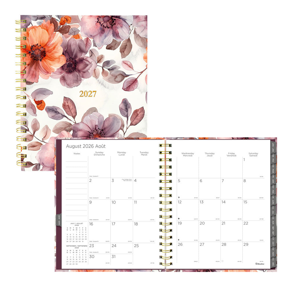 Blueline Floral Blush 17-Month Monthly Planner, 2026 - 2027, Bilingual (C489017.01B-27)