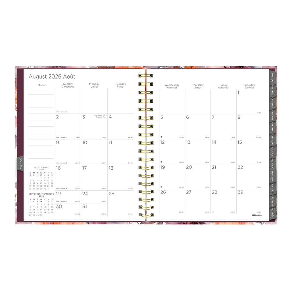 Blueline Floral Blush 17-Month Monthly Planner, 2026 - 2027, Bilingual (C489017.01B-27)