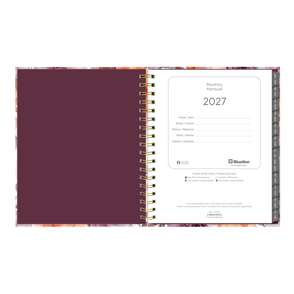 Blueline Floral Blush 17-Month Monthly Planner, 2026 - 2027, Bilingual (C489017.01B-27)