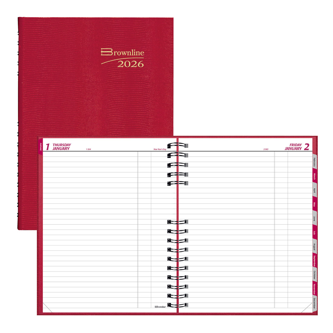 Brownline CoilPro Daily Planner 2026, English, Red C550C.RED-26