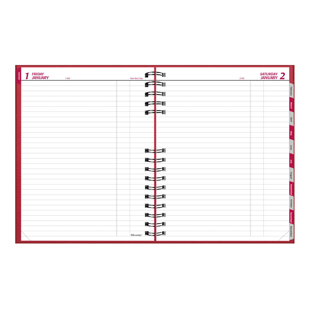 Brownline CoilPro™ Daily Untimed Planner, 2027, English, Bright Red C550C.RED-27