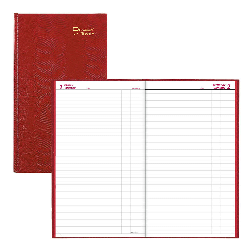 Traditional Daily Untimed Planner, 2027, English Red C551.RED-27 - Brownline