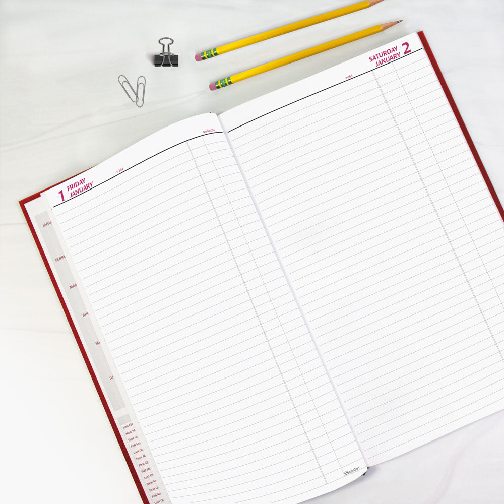 Traditional Daily Untimed Planner, 2027, English Red C551.RED-27 - Brownline