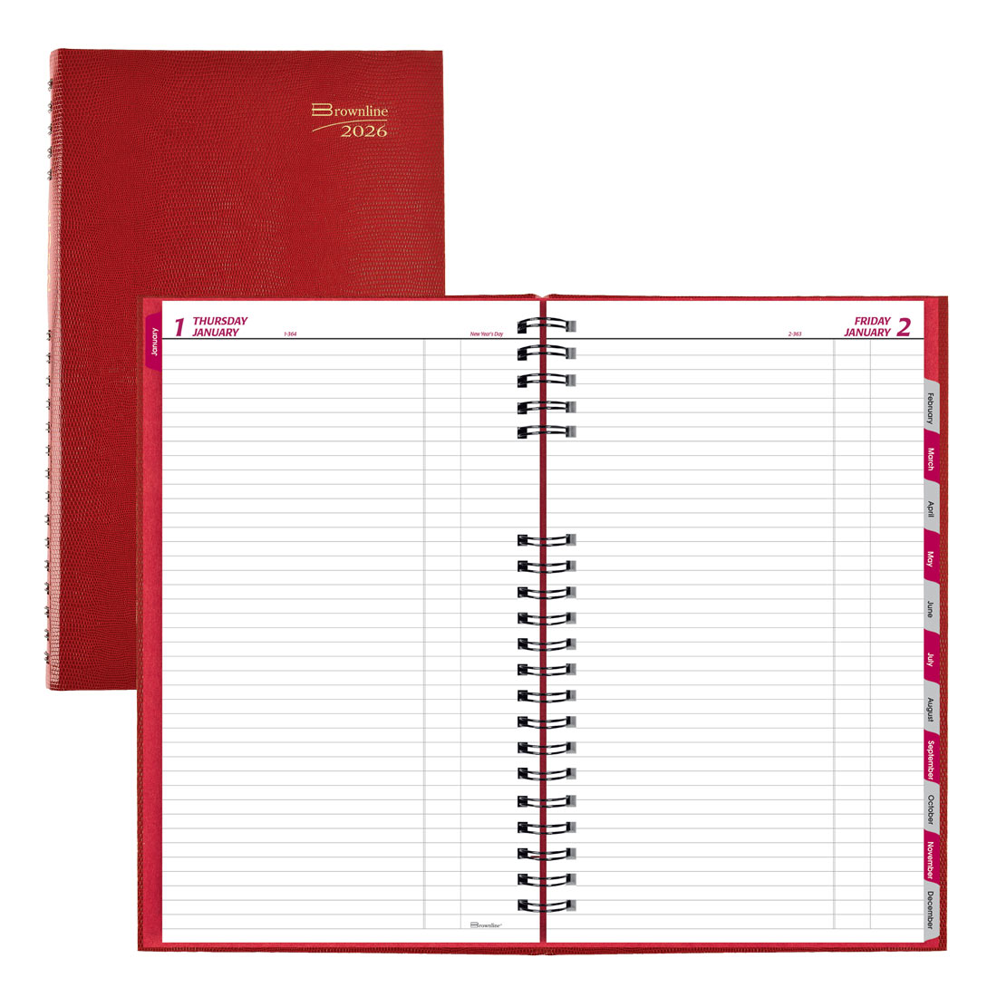 Brownline CoilPro Daily Planner 2026, English, Red C551C.RED-26