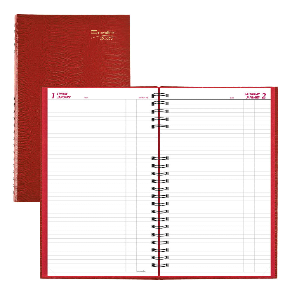 Brownline CoilPro™ Daily Untimed Planner, 2027, English, Bright Red C551C.RED-27
