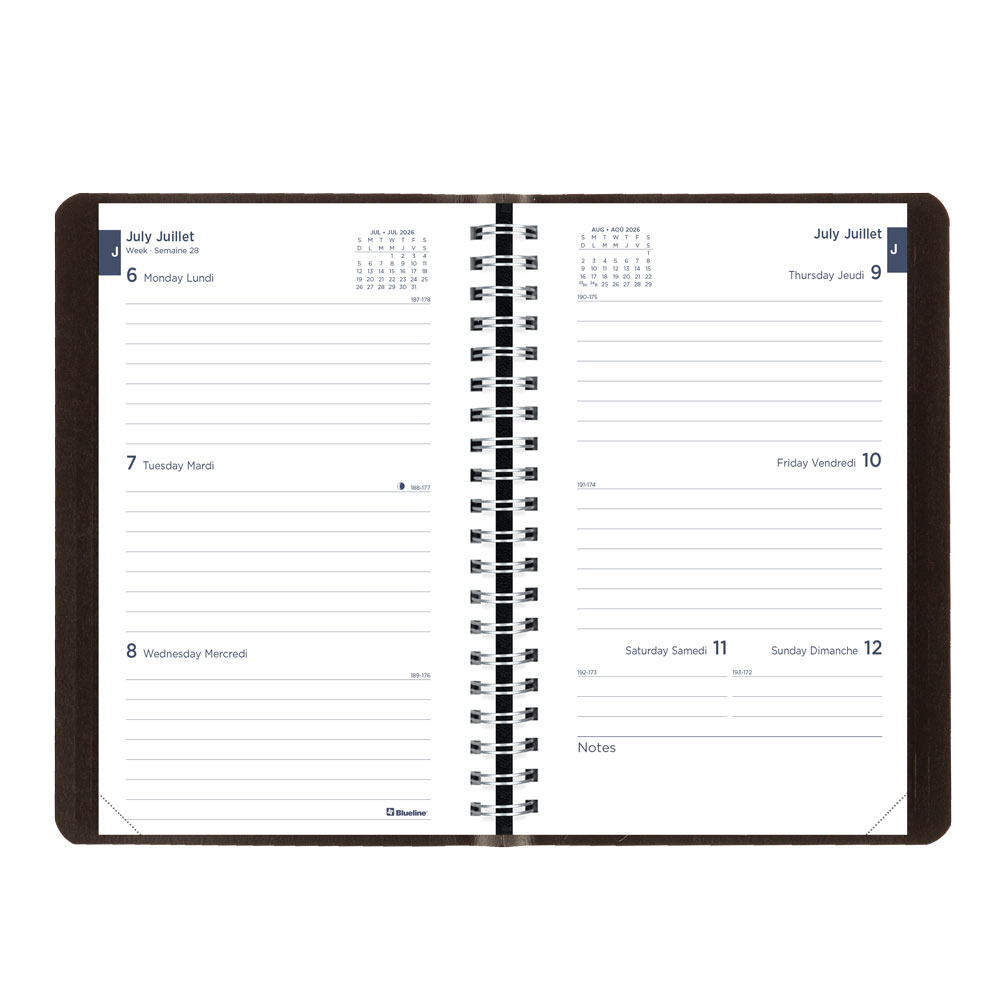 Blueline Academic Weekly Planner, Classic Black, 2026-2027 - Bilingual CA101B.BLK
