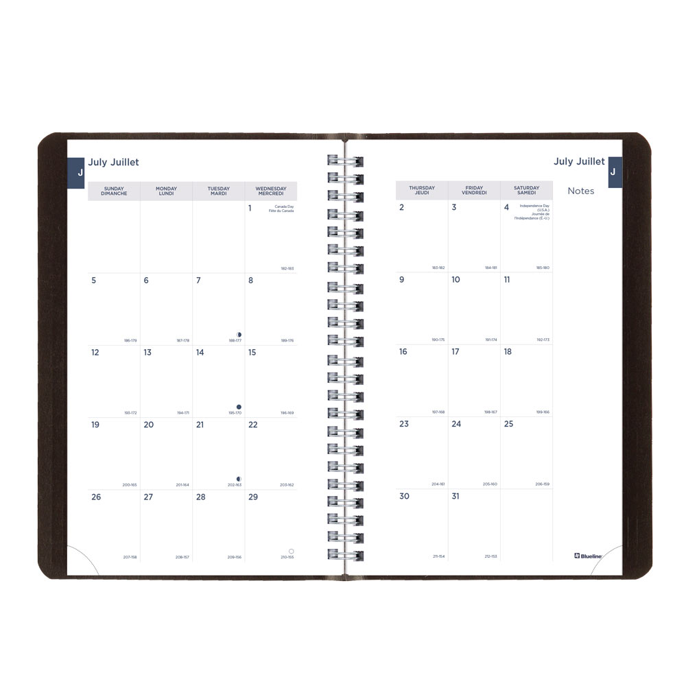 Blueline Academic Weekly Planner, Classic Black, 2026-2027 - Bilingual CA101B.BLK