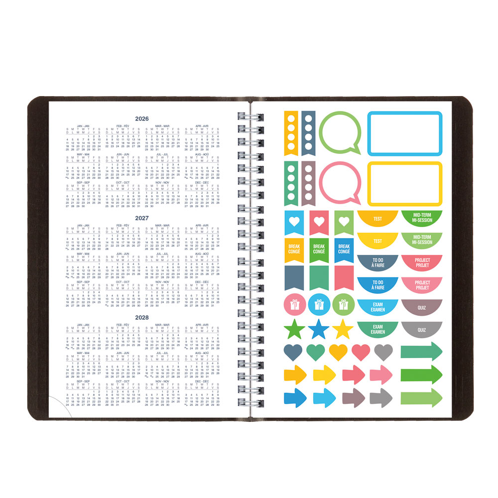 Blueline Academic Weekly Planner, Classic Black, 2026-2027 - Bilingual CA101B.BLK