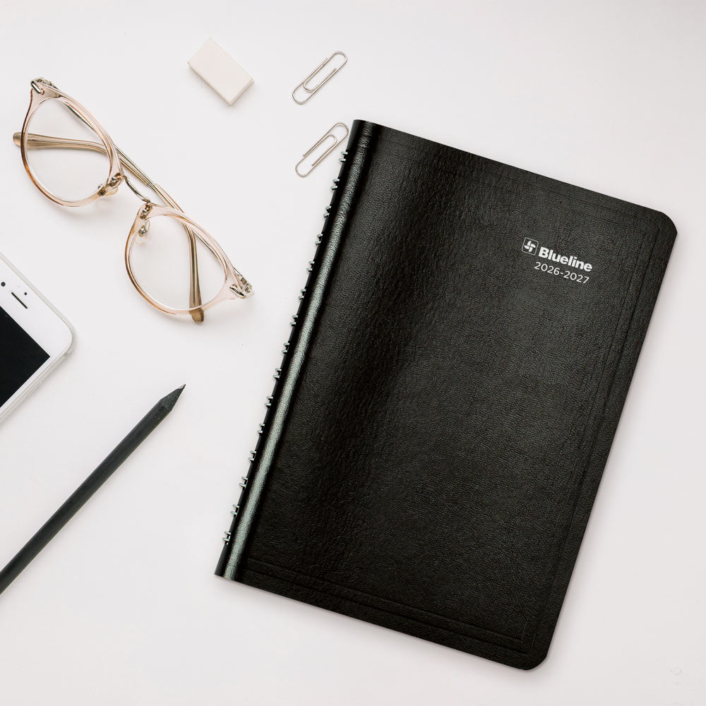 Blueline Academic Weekly Planner, Classic Black, 2026-2027 - Bilingual CA101B.BLK