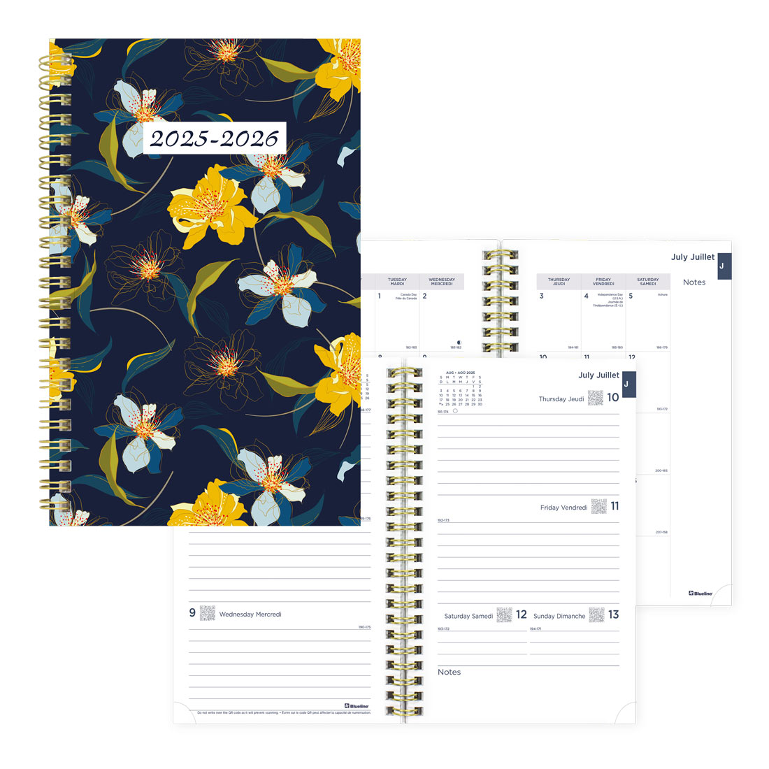 Academic Weekly Planner, Blossom, 2025-2026 - Bilingual - Blueline CA114BPG-26 #colour_blossom-navy
