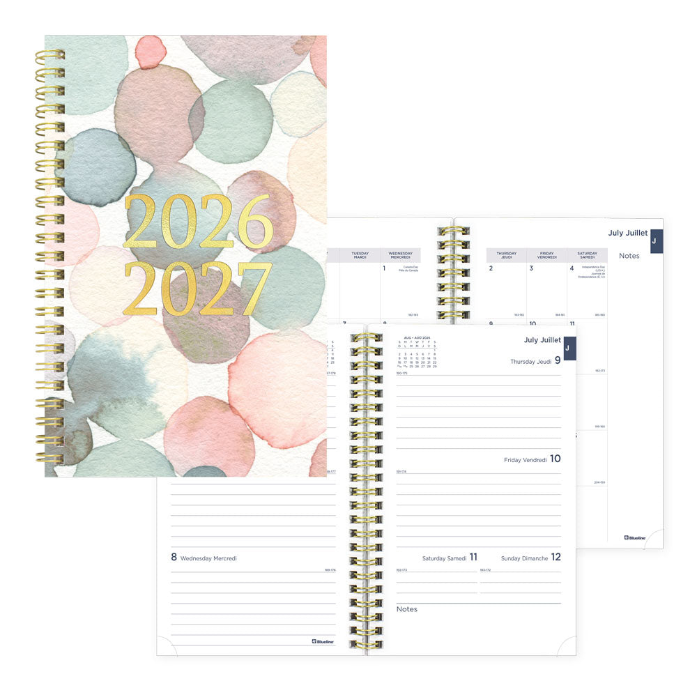 Blueline Academic Weekly Planner, Splash, 2026-2027 - Bilingual CA114BPI.01 #colour_raindrops