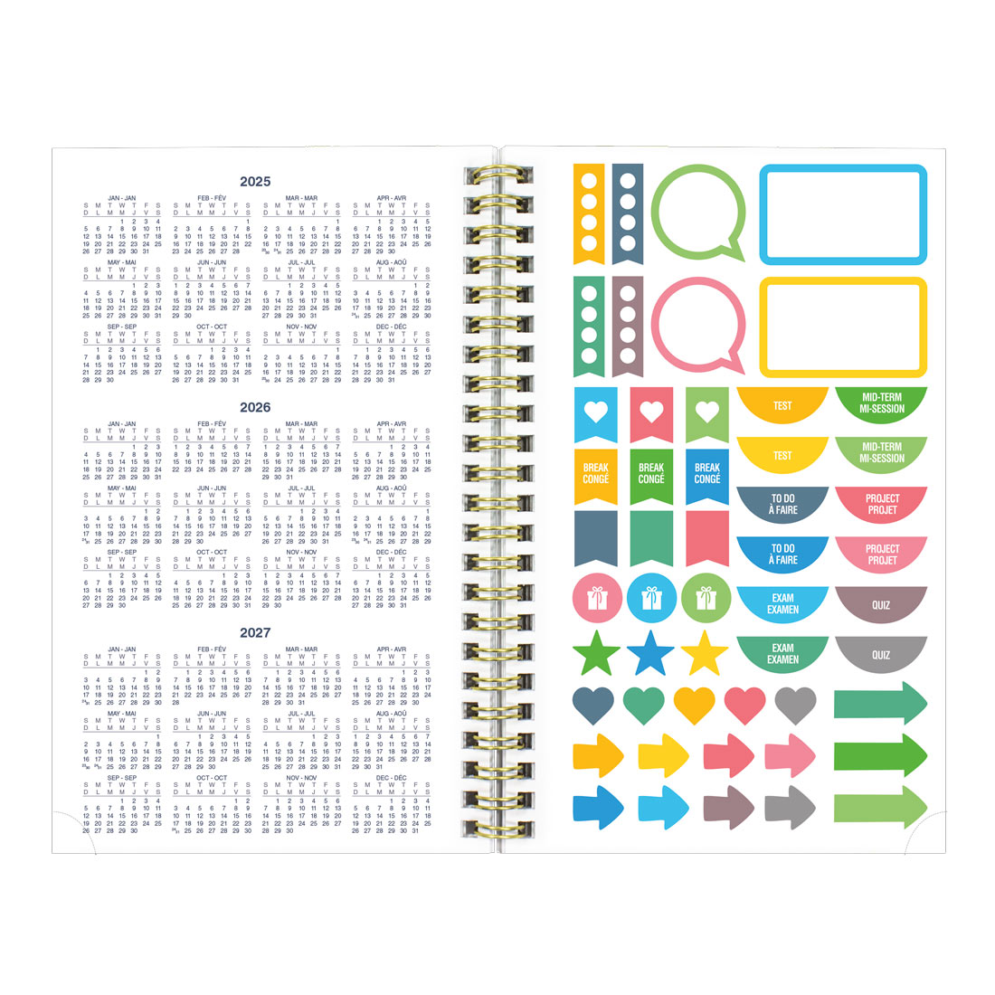 Academic Weekly Planner, Botanical, 2025-2026 - Bilingual - Blueline CA114BPM-26 #colour_botanical yellow