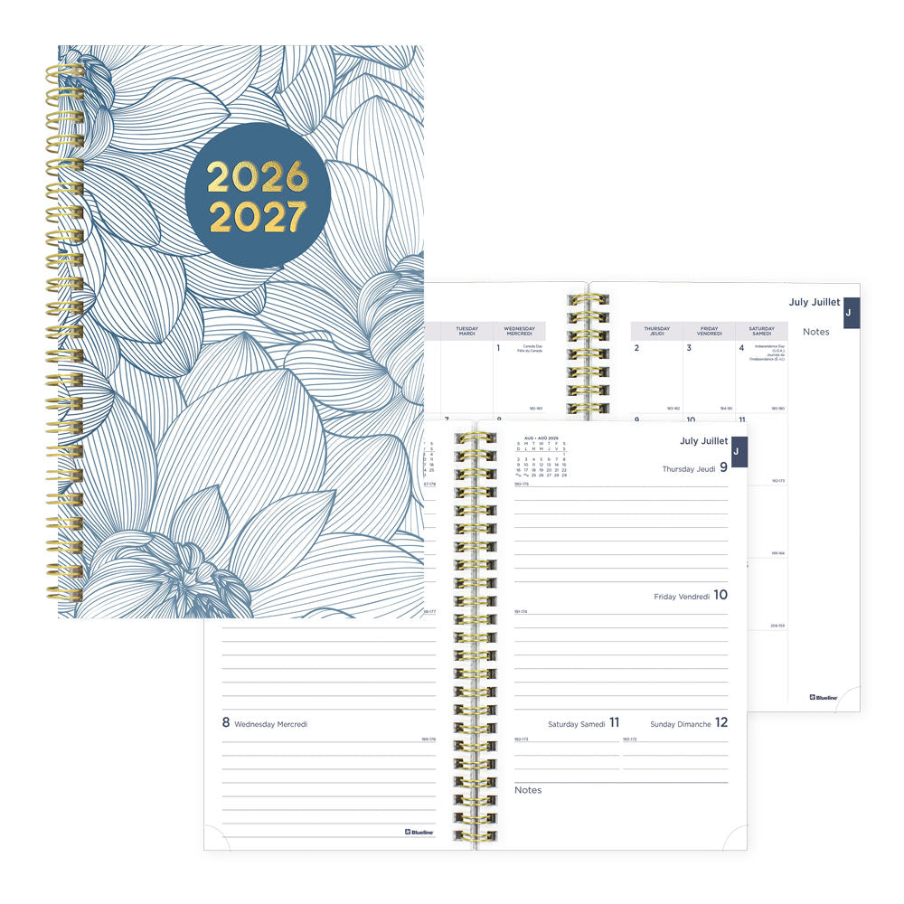 Blueline Academic Weekly Planner, Floral, 2026-2027 - Bilingual CA114BPM.01 #colour_floral-blue