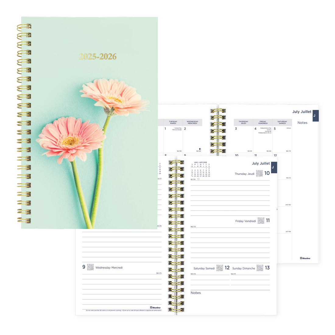 Academic Weekly Planner, Botanical, 2025-2026 - Bilingual - Blueline CA114BPM-26 #colour_botanical blue