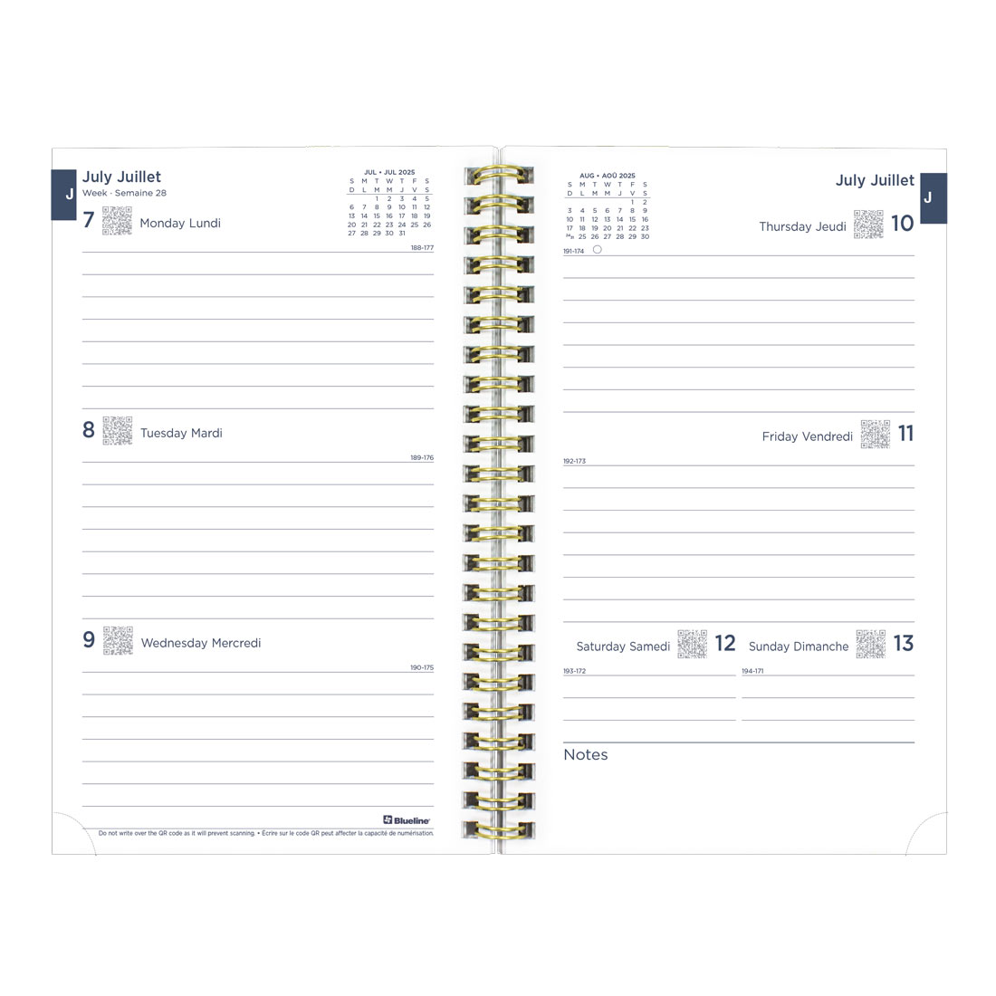 Academic Weekly Planner, Botanical, 2025-2026 - Bilingual - Blueline CA114BPM-26 #colour_botanical blue