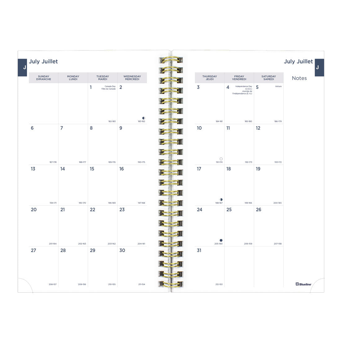 Academic Weekly Planner, Botanical, 2025-2026 - Bilingual - Blueline CA114BPM-26 #colour_botanical blue