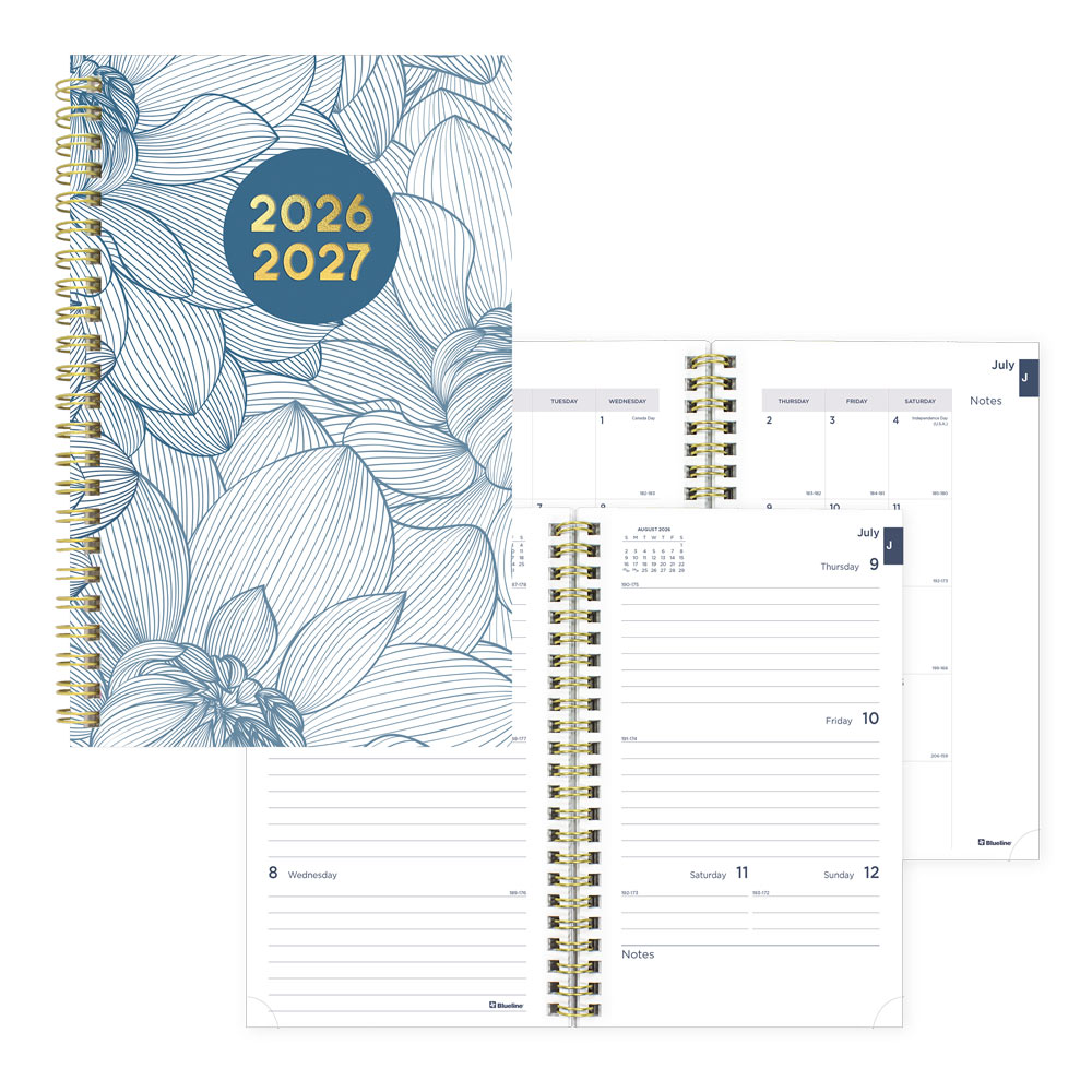 Blueline Academic Weekly Planner, Floral, 2026-2027, English CA114PM.01 CA114PM.01 #colour_floral-blue