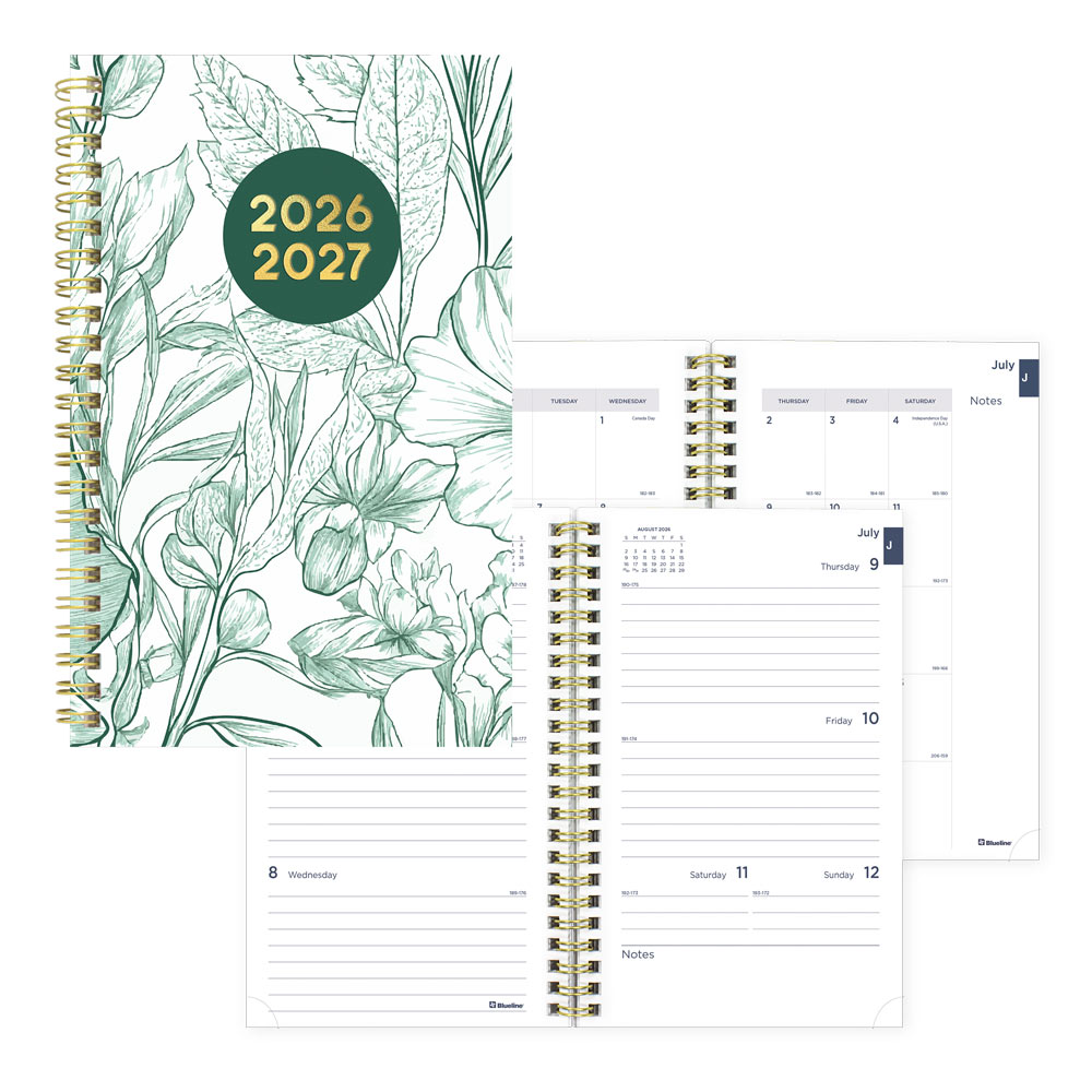 Blueline Academic Weekly Planner, Floral, 2026-2027, English CA114PM.02 CA114PM.02 #colour_floral-green